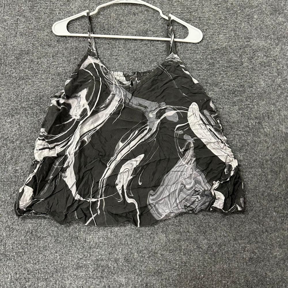 Athleta Camisole Womens Size L Black White Marble Print Calm Cool Cupro Cami
